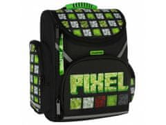 STARPAK Pixel Game Čierno-zelený školský batoh pre chlapca, aktovka 37x32x20cm 