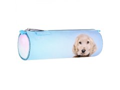 STARPAK Ružovo-modré puzdro na perá s obrázkom psíka, na zips 22x8x8cm 
