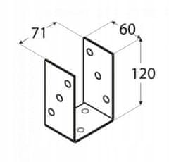 DOMAX Základňa tyče 71x120x60mm zlatá kotva