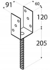 DOMAX Základňa stĺpa Kotva 91x120mm M18