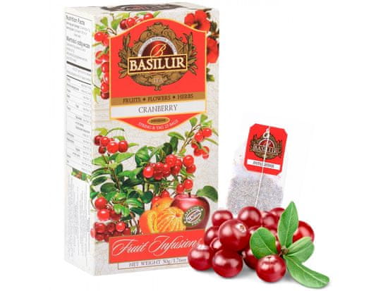 Basilur BASILUR Fruit Infusions Ovocný čaj bez kofeínu s arómou brusnice a citrónu 25x2g