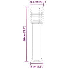 Vidaxl Vonkajšia stojaca lampa strieborná 60 cm nehrdzavejúca oceľ