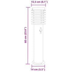 Vidaxl Vonkajšie stojace lampy senzor 3 ks čierne 60 cm nehrdzav. oceľ