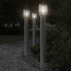 Petromila vidaXL Vonkajšie stojace lampy 3 ks strieborné 110 cm nehrdzavej. oceľ