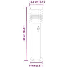 Petromila vidaXL Vonkajšia stojaca lampa senzor strieborná 60cm nehrdzavej. oceľ