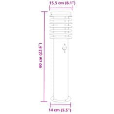 Vidaxl Vonkajšie stojace lampy senzor 3 ks strieborné 60 cm nehr. oceľ