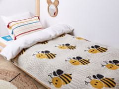 Beliani Bavlnená detská deka s motívom včiel 130 x 170 cm béžová DRAGAN