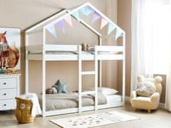 Beliani Detská poschodová posteľ v tvare domčeka 90 x 200 cm biela LABATUT
