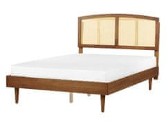 Beliani Drevená posteľ s LED 140 x 200 cm svetlé drevo VARZY