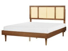 Beliani LED drevená posteľ 160 x 200 cm svetlé drevo AURAY