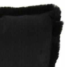 Koopman Dekoračný vankúš s výplňou zamatová čierna dekoratívna kožušina 45x45 cm
