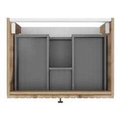 Deftrans Súprava kúpeľňového nábytku - skrinka s umývadlom 60, čiernou batériou, podstavcom a zrkadlom 