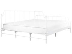 Beliani Kovová posteľ 180 x 200 cm biela MAURESSAC