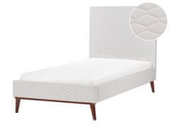 Beliani Zamatová posteľ 90 x 200 cm krémová biela BAYONNE