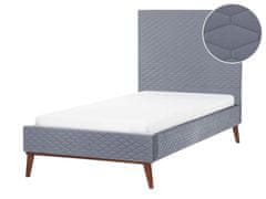 Beliani Zamatová posteľ 90 x 200 cm sivá BAYONNE
