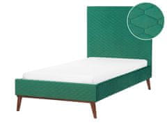 Beliani Zamatová posteľ 90 x 200 cm zelená BAYONNE
