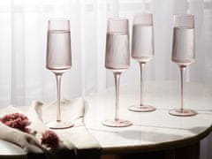 Beliani Sada 4 úzkych pohárov na šampanské 220 ml ružová AMETHYST