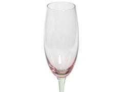 Beliani Sada 4 úzkych pohárov na šampanské 200 ml ružovo-zelená DIOPSIDE