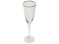 Beliani Sada 4 úzkych pohárov na šampanské so zlatým okrajom 250 ml TOPAZ