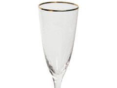 Beliani Sada 4 úzkych pohárov na šampanské so zlatým okrajom 250 ml TOPAZ