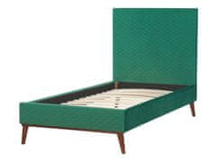 Beliani Zamatová posteľ 90 x 200 cm zelená BAYONNE