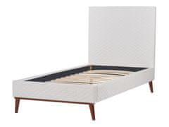 Beliani Zamatová posteľ 90 x 200 cm krémová biela BAYONNE