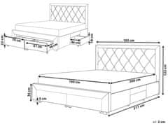 Beliani Zamatová posteľ s úložným priestorom 160 x 200 cm krémová LIEVIN