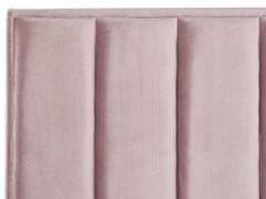 Beliani Zamatová posteľ s úložným priestorom 180 x 200 cm ružová SEZANNE