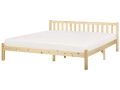 Beliani Drevená posteľ 180 x 200 cm svetlé drevo FLORAC