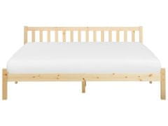 Beliani Drevená posteľ 180 x 200 cm svetlé drevo FLORAC