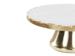 Beliani Mramorový stojan na tortu biela/zlatá GREWENA