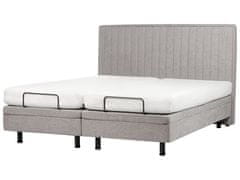 Beliani Polohovateľná čalúnená posteľ 180 x 200 cm sivá DUKE II