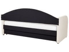 Beliani Rozkladacia posteľ s buklé čalúnením 90 x 200 cm svetlobéžová EYBURIE