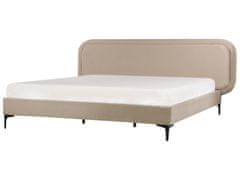 Beliani Zamatová posteľ 180 x 200 cm béžová SUZETTE
