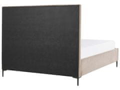 Beliani Zamatová posteľ s úložným priestorom 160 x 200 cm sivobéžová SEZANNE