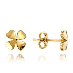MINET Decentné zlaté náušnice štvorlístky Au 585/1000 1,05g