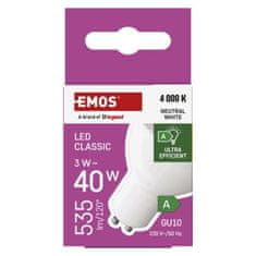 EMOS LED žiarovka Classic MR16 A CLASS/ GU10 / 3 W (40 W) / 535 lm / Neutrálna biela