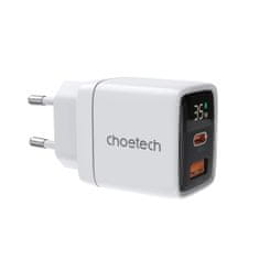 Choetech PD6052 GaN sieťová nabíjačka USB / USB-C 35W, biela