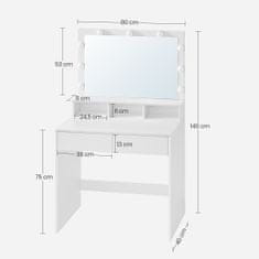 Songmics Kozmetický toaletný stolík Velisa 140 cm biely