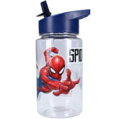 Vadobag Plastová fľaša na pitie Spiderman so slamkou