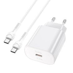 Hoco Cestovná nabíjačka N22 PD25W USB-C + kábel typu C/typu C biela