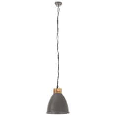 Vidaxl Industriálna závesná lampa sivá železo a masívne drevo 35 cm E27