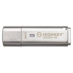 Kingston IronKey Locker+ 50/64GB/USB 3.1/USB-A/Strieborná