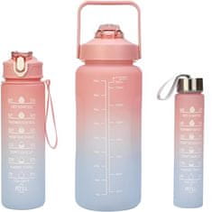SOLFIT® Sada 3 motivačných fliaš na vodu bez BPA (2000 ml, 750 ml, 280 ml) | STARTRIO
