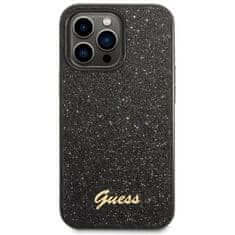 Guess Kryt na mobil Glitter Flakes Metal Logo na Apple iPhone 14 Pro Max - černý