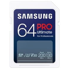SAMSUNG Paměťová karta SDXC PRO Ultimate 64GB (200R/ 130W) + USB adaptér