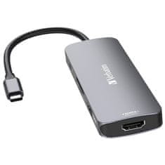 VERBATIM USB Hub USB-C Pro Multiport 8 Port - stříbrný