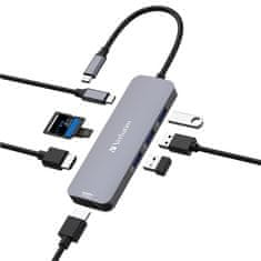VERBATIM USB Hub USB-C Pro Multiport 8 Port - stříbrný