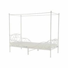 KONDELA Kovová jednolôžková posteľ s roštom Adelisa 90x200 cm - biela