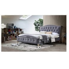 KONDELA Čalúnená manželská posteľ s roštom Giovana 180 180x200 cm - sivá
